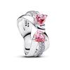 New 925 Silver Sparkling Bow Double Hearted Zircon Ring for Women DIY High Quality Wedding Jewelry Gifts