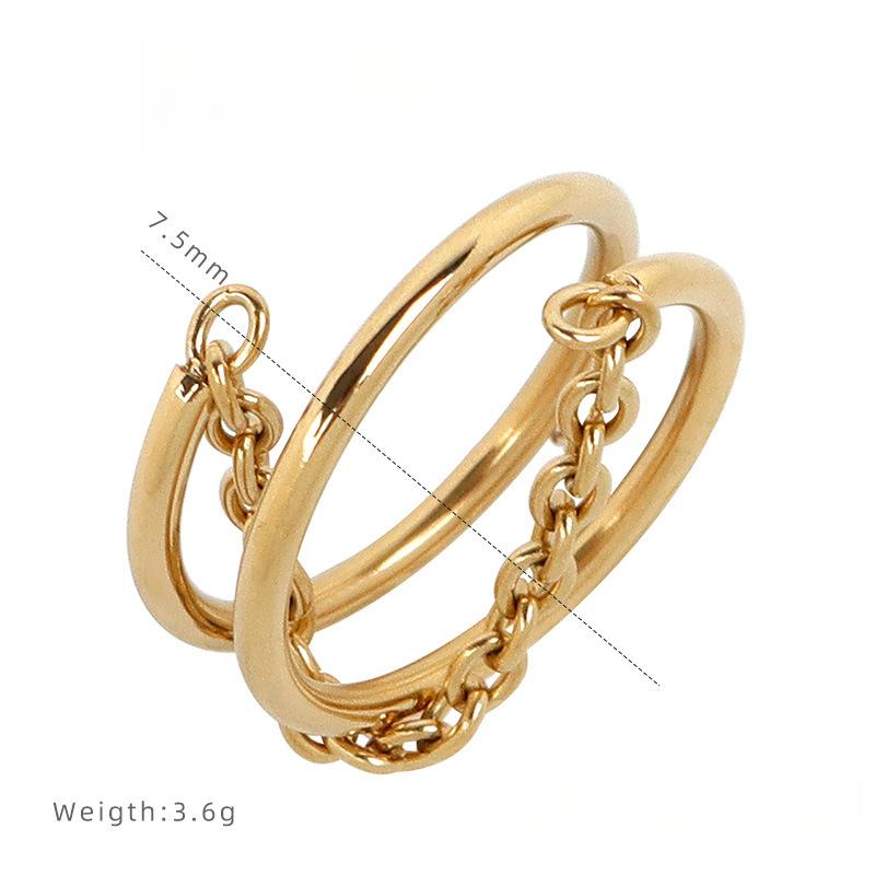 

Кольцо-цепочка в два слоя, кольцо с вакуумным покрытием из титановой стали, нишевые аксессуары высокого класса для женщин 9