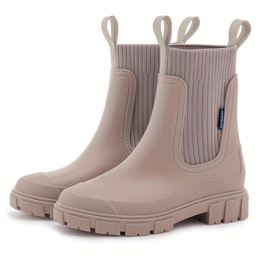 Women'SRain Boots - Slip-Resistant Thick Sole, Comfortable Fabric Inner & Insole, Versatile Outdoor Footwear for Casual Attire