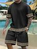 Summer Men's 3D Printed Short Sleeved Shorts Set,Daily Wear, Fashionable Casual Breathable Set
