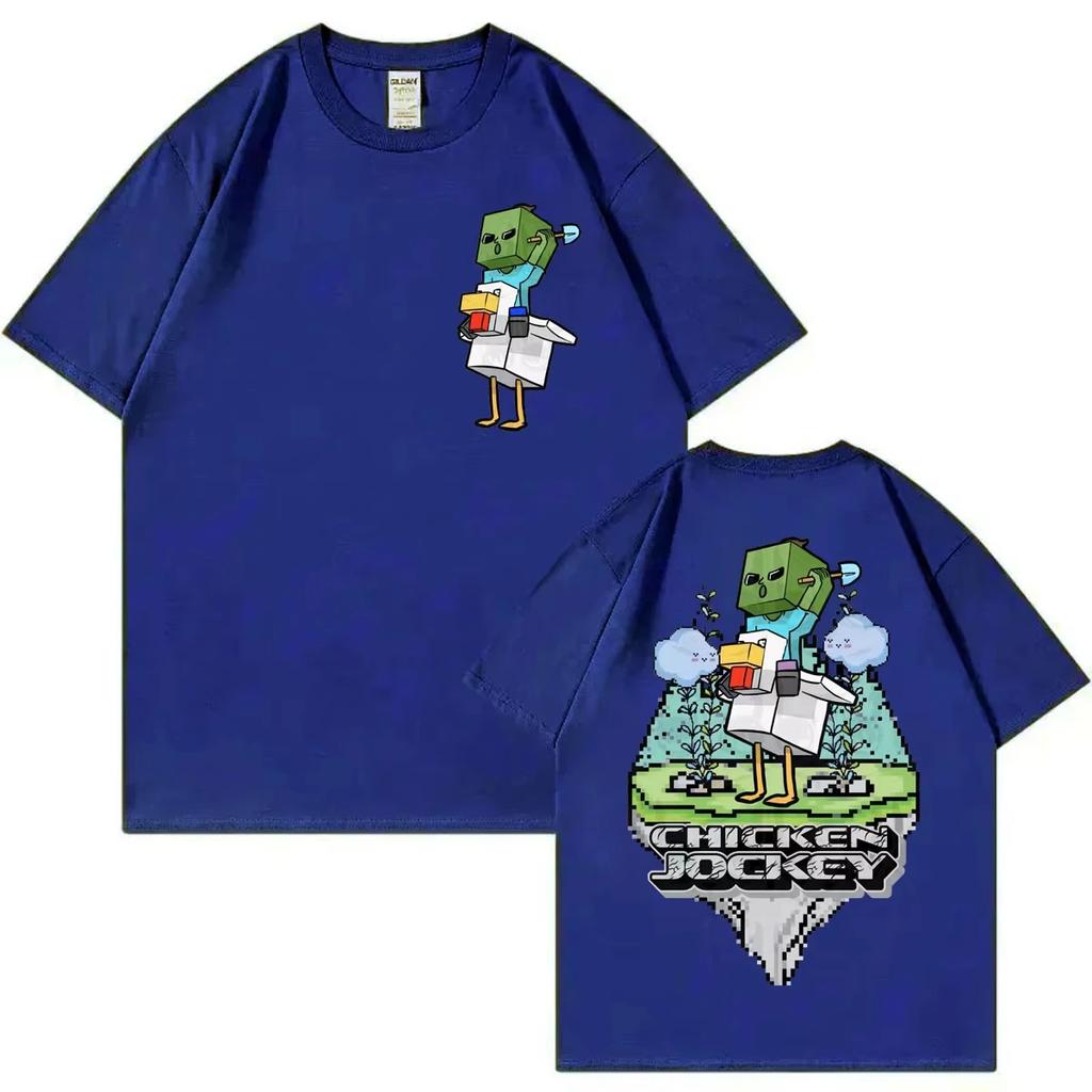 Chicken Jockey Game Cartoon Graphic T Shirts Men Women Y2k Fashion Short Sleeve T-shirt High Quality Cotton Clothing 2D T-shirts