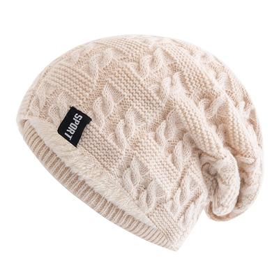 Women Winter Hats Female Sports Label Casual Beanie Hat Fleece Lined Warm Knitted Hats
