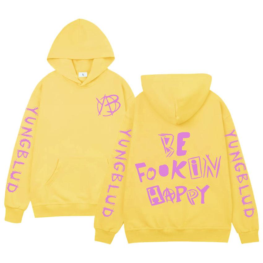 Rock Singer Yungblud Be Fookin Happy Hoodies Mens Women Long Sleeve Hip Hop Oversized Pullover Harajuku Loose Sweatshirts Unisex