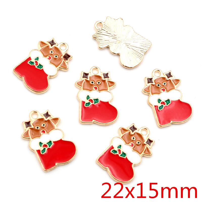Fashion 10pcs Enamel Christmas Charm Pendant for Necklace Bracelet Earring Findings Alloy DIY Jewelry Making Supplies