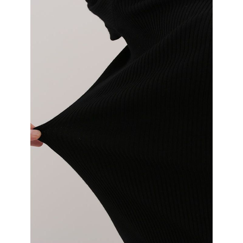 Light Luxury High-End Imported Rhinestone off-Neck Long sleeve dress European and American Open Collarbone Slim fit Slimming Sheath Knitted Skirt