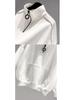 Men's Black Half-Zip Hooded Sweatshirt - American Retro Style, Streetwear for Spring and Autumn