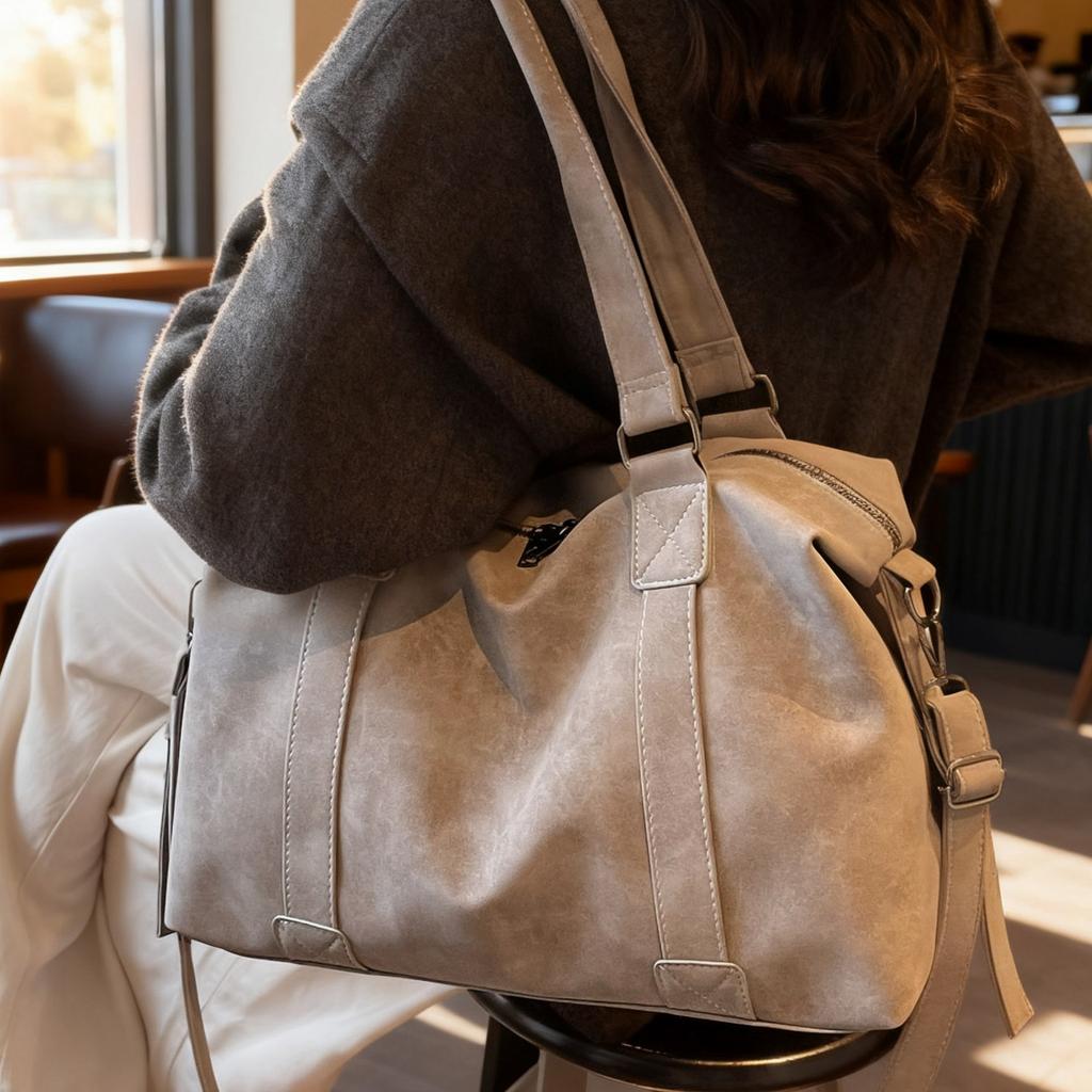 Casual large-capacity travel tote bag women's 2025 new fashion retro handbag shoulder messenger bag