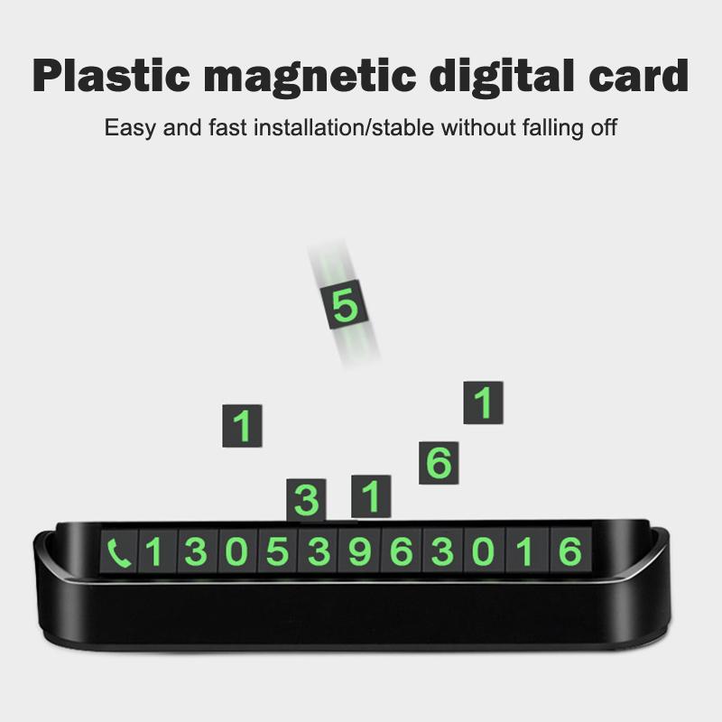 2Pcs Car Temporary Parking Number Plate Luminous With 4 Sets Of Numbers Temporary Stop Sign Phone Number Plate Hidden Switch