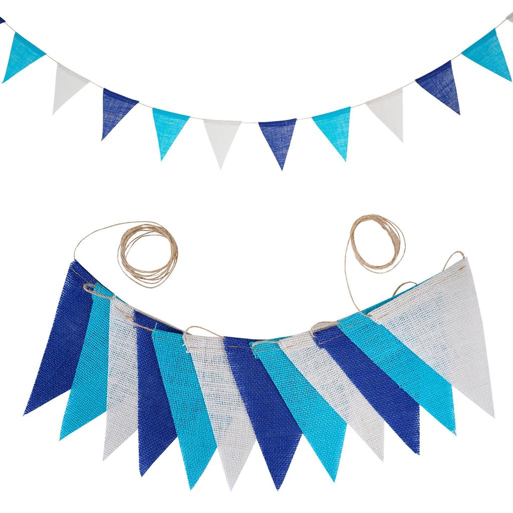 12 Gradient Yellow Linen Pennant Flags - Western Style Wedding & Birthday Decorations