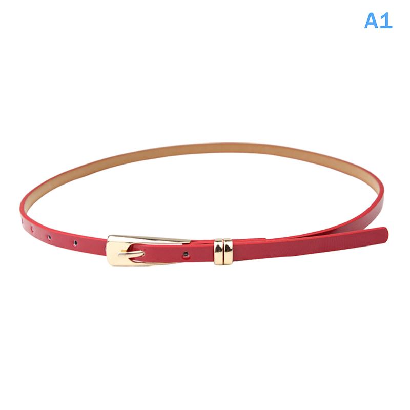 1Pc 12 Candy Colors Women'S Leather Belt Skinny Thin Dress Belt Waist Belt Waistband Dress Coat Waist Seal Jeans Belt
