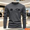 Autumn Summer Loose Tops Men's Long Sleeved T-shirt Letter Pattern Round Neck T-shirt Versatile T-shirt Fashion Men Clothing