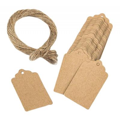100x Blank Kraft Paper Flower Tags Wedding Party Favor Xmas Labels 20m Rope