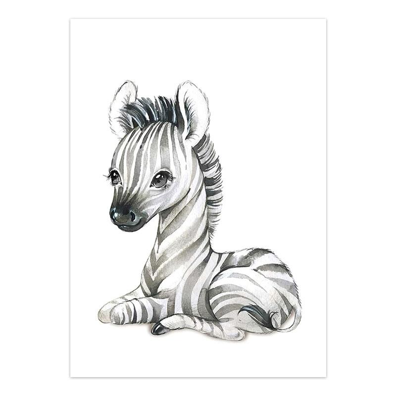 Elephant Giraffe Squirrel Fox Children's Room Decoration Animal Canvas Painting Posters and Prints Modern Cartoon Lion Raccoon