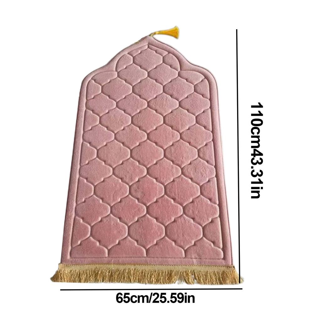 Soft Worship Kneel Travel Prayer Rug Non-slip Prayer Mat Flannel Carpet for Muslim Ramadan Embossing Floor Carpets Portable