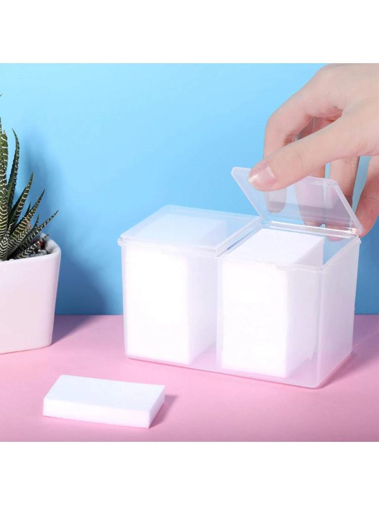 1pc-Nail Towel Storage Box Cotton Pad Storage Box Independent Double Grid Nail Wash Towel Storage Tube Cotton Swab Storage Box