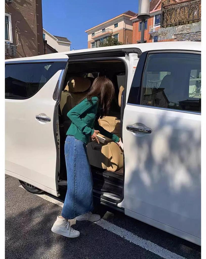 Těhotenská džínová sukně s rozparkem - Letní a podzimní nošení, Středně dlouhá, Zeštíhlující poloviční sukně s podporou břicha pro těhotné ženy.