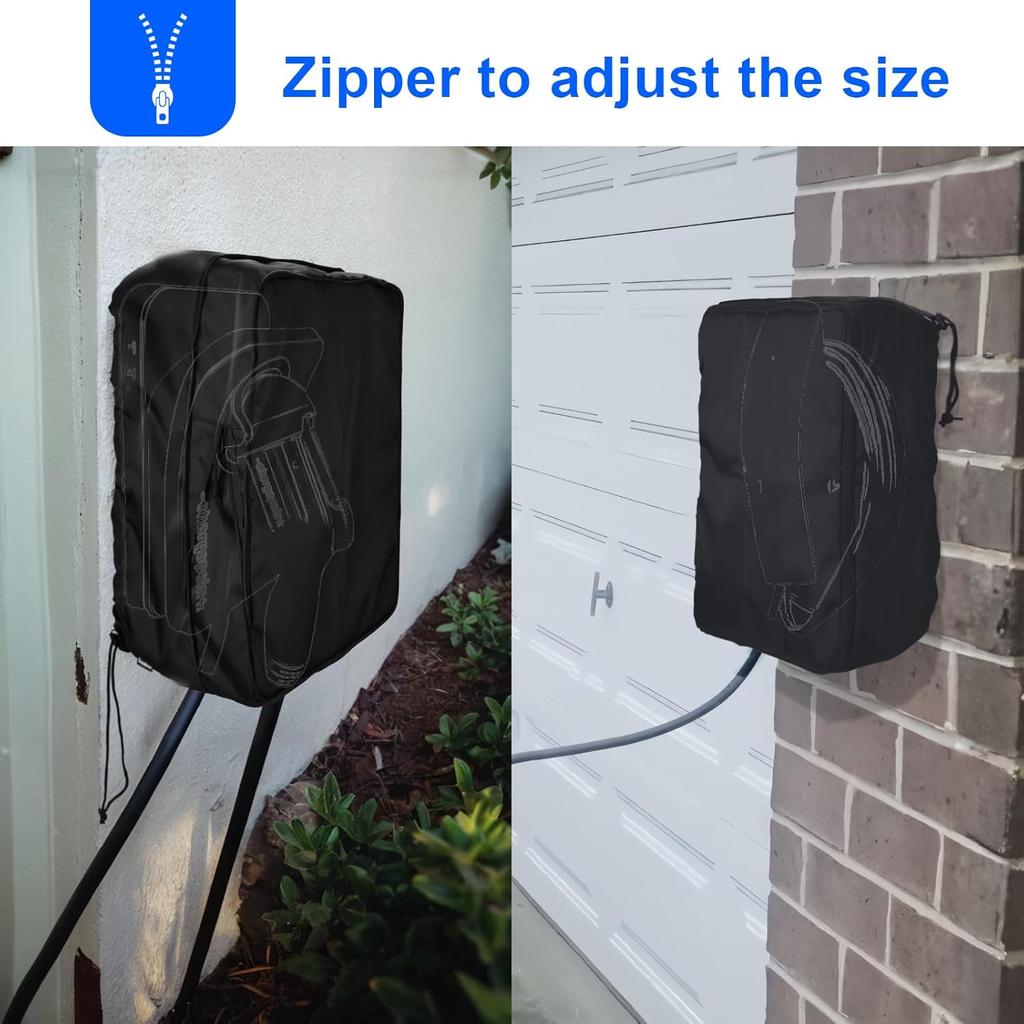 EV Charger Cover For Tesla Wall Connector Level 2, Charging Station Cover With Adjustable Zipper, Sun UV Snow Protections Bag For Most Electric