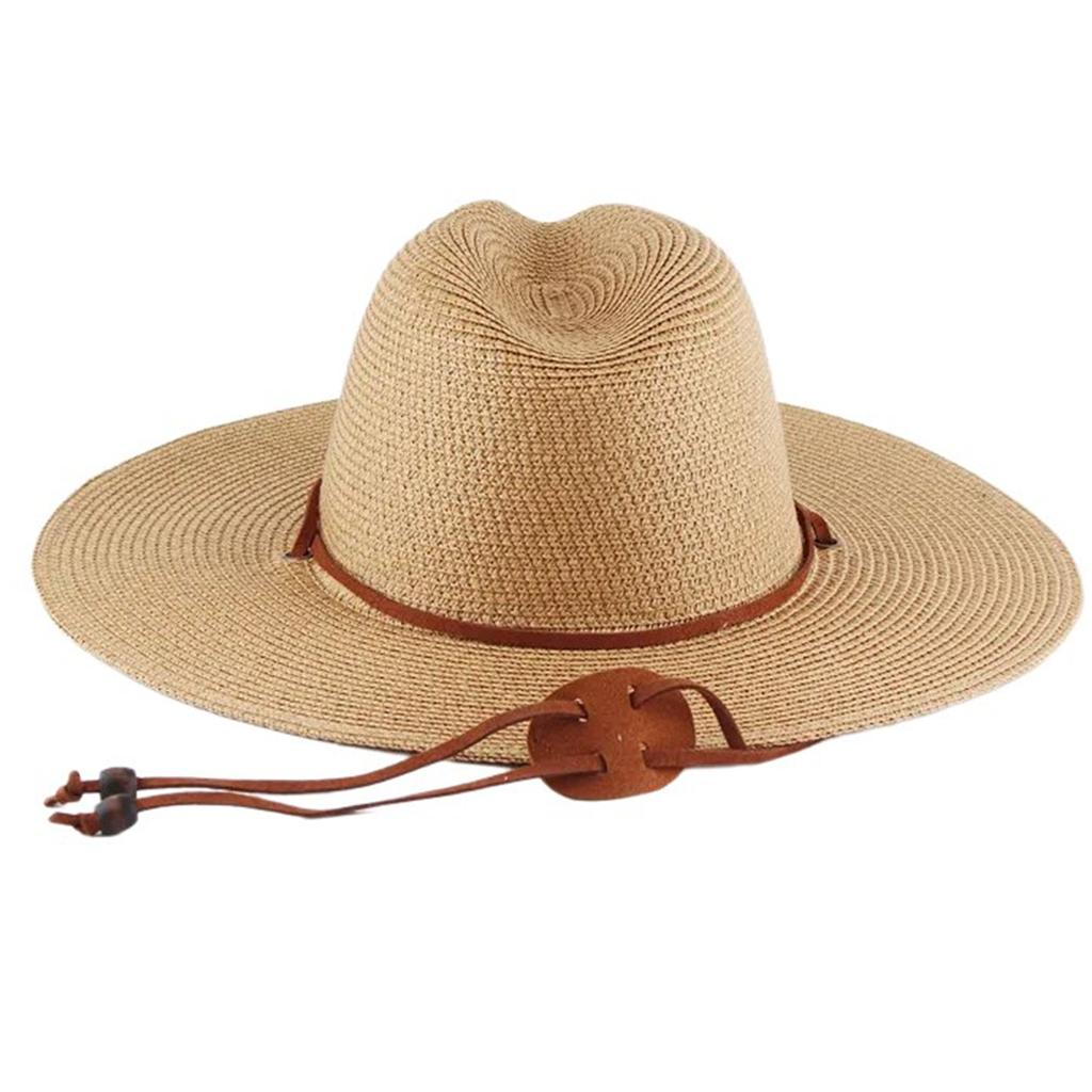 Weaving Straw Hat for Adult Beach Getaways Straw Weaving Hat Breathable Adult Sunproof Hat with Adjustable Chin Rope