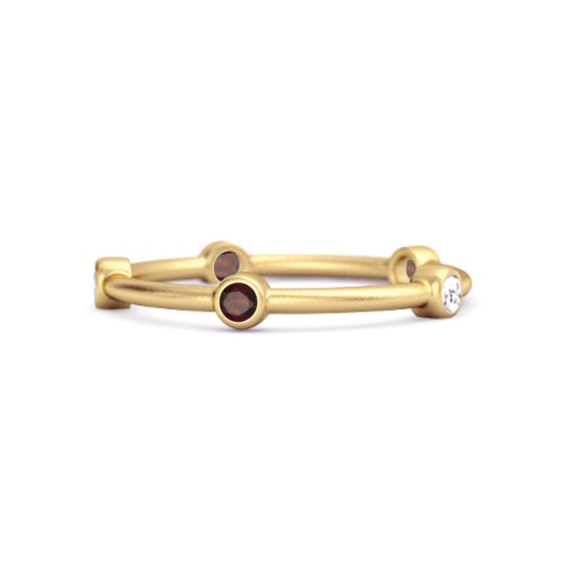 Garnet Bezel- 925Set Stacking Band Ring - 925 Sterling Silver Gold Vermeil 9