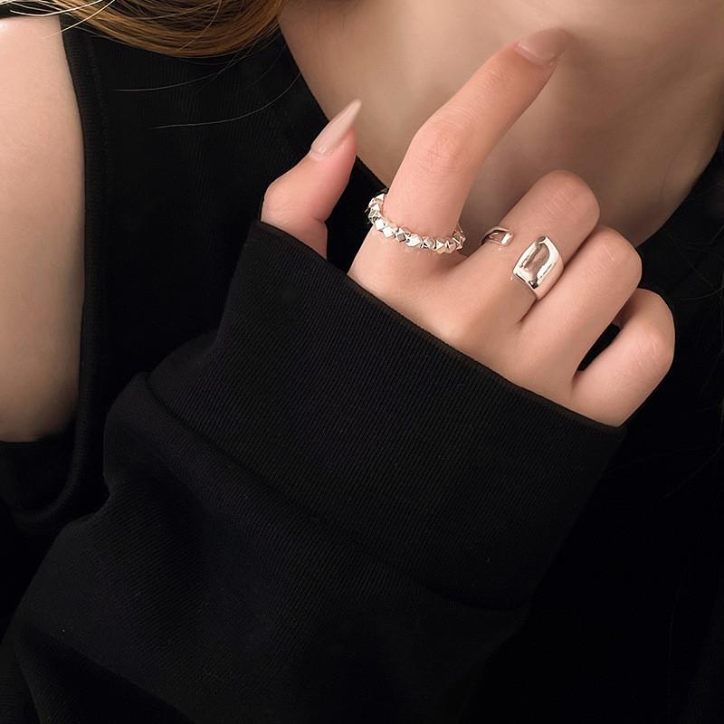Korean Chic Style Adjustable Copper Geometric Ring For Women Elegant Fashion Accessory