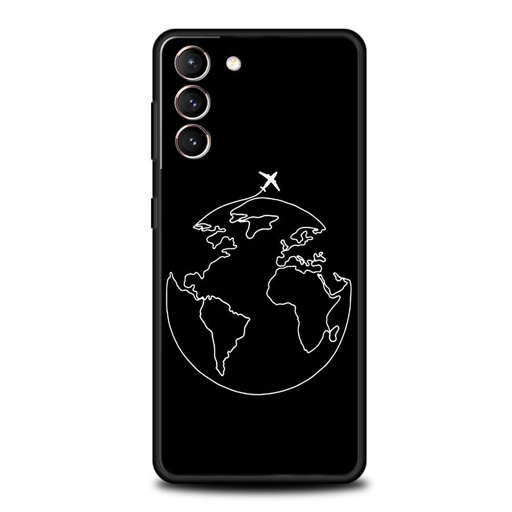 

Модный Чехол для Телефона с Картой Мира и Самолетами для Путешествий на Samsung Galaxy S25 S24 S23 FE S22 Ultra S20 S21 5G S10 Plus S10E Мягкий Черный Чехол Samsung S10e