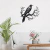 1pc Metal Piece  Raven on Tree Branch Metal Wall Art, Black Silhouette Bird Decor, Durable Iron Wall Decoration