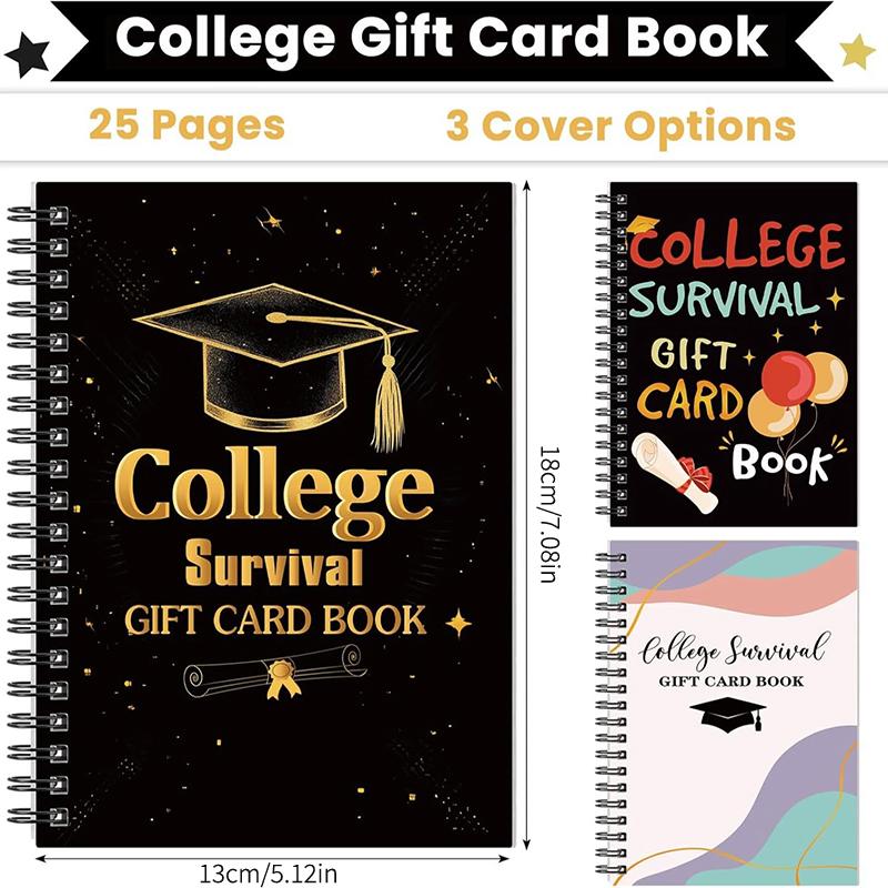 College Gift Card Book Graduation Gift Card Book College Survival Booklet Organizer School Birthday Care Package Cash Holder