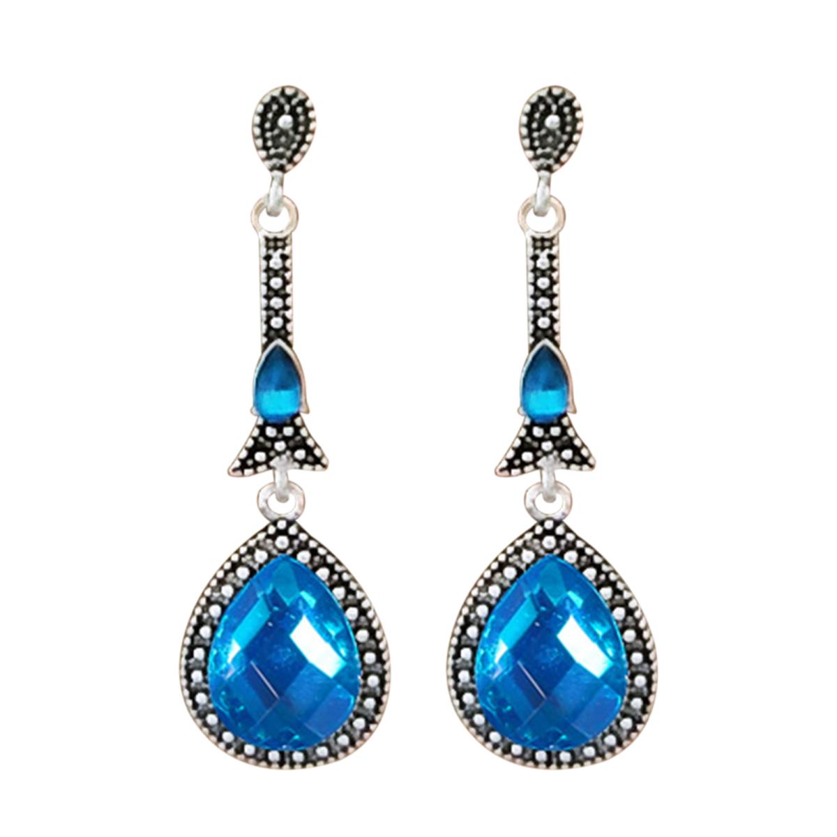 

Yousheng 1 пара женских сережек-капель с синим кубическим цирконием, серьги-капли для выпускного вечера, свадебные украшения для ушей, свадебные серьги синий