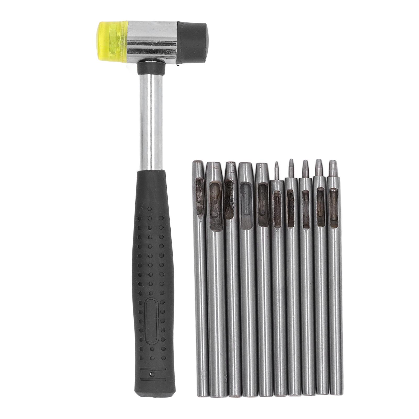 

Round Hollow Punch Set DIY Making Sizes Marked Stainless Steel Rubber Material Leather Punch Tool