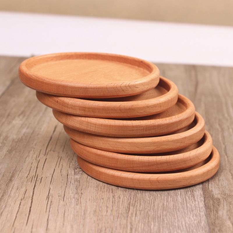 Beech Wood Heat Insulation Coaster: Creative Square, Round, or Engraved Solid Wood Tea/Coffee Coaster.