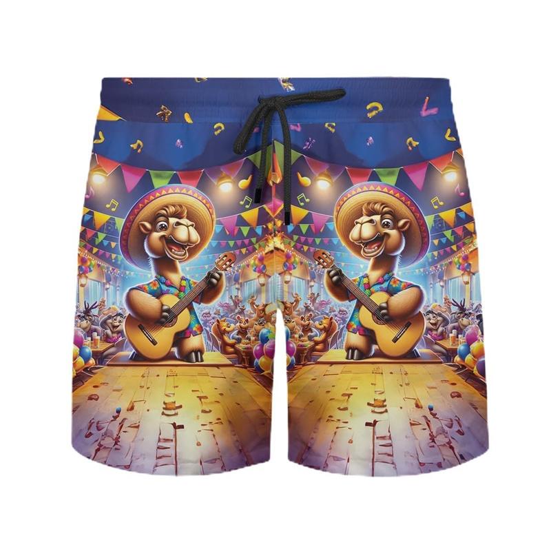 Funny Camel Pattern Hawaiian Beach Shorts Men Cool Cute 3d Printing Animal Swimming Trunks Oversized Summer Street Short Pants
