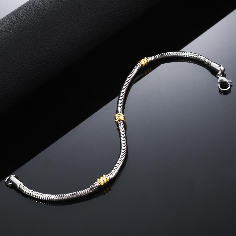 Wholesale 18K Gold Plated Stainless Steel Snake Chain Set | 3.2mm Hip-Hop Necklace & Bracelet | Low MOQ DIY SS25017&21cm