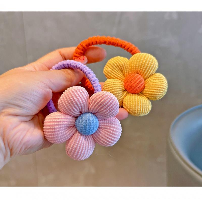 1PC New Sweet Fill Cotton Flowers Girls Elastic Hair Bands Cute Hair Ties Princess Hair Accessories Baby Headwear