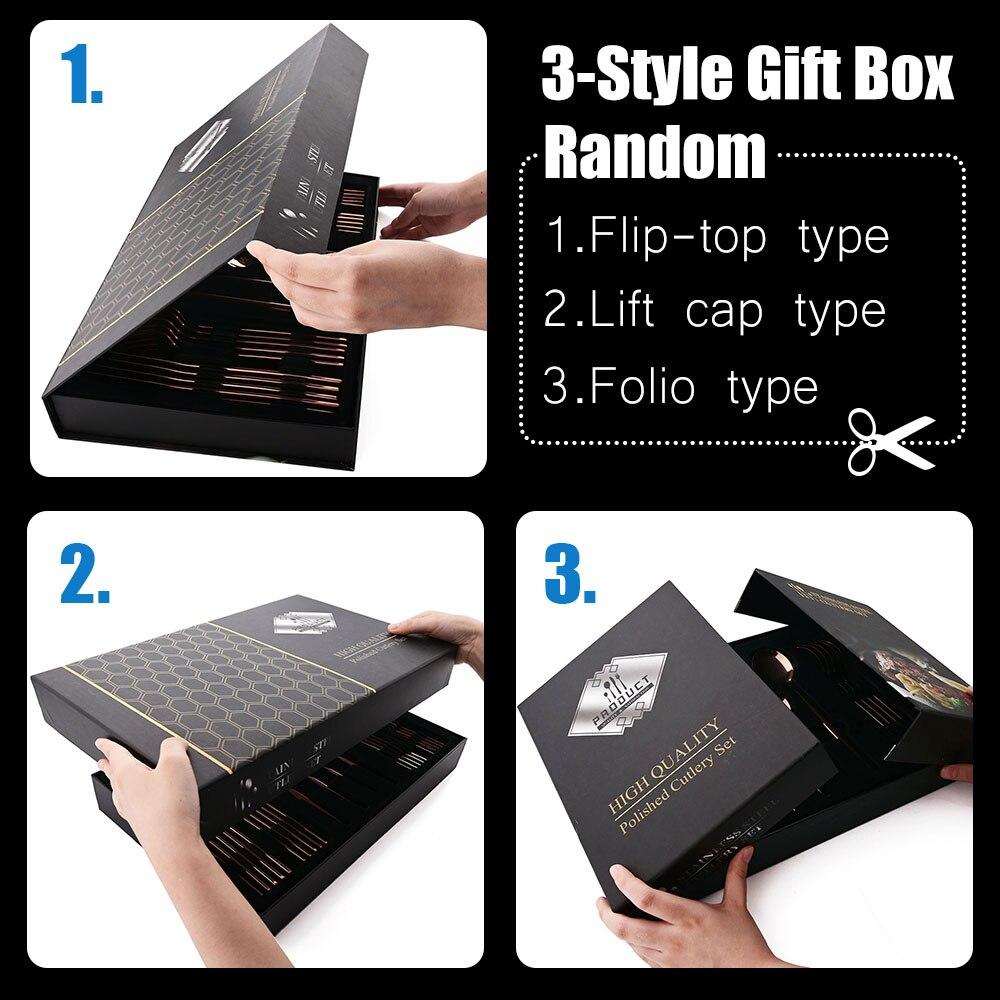 24Pcs Dinnerware Set With Gift Box Knife Fork Spoon Dinner Dinnerware Flatware Set Stainless Steel Tableware Silverware Eating Kitchen