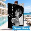 Custom Name Fashionable Ayli-va Heart In Space Adventure Microfiber Beach Towel, Lightweight for Summer Travel, Swimming Pool Fan Gift