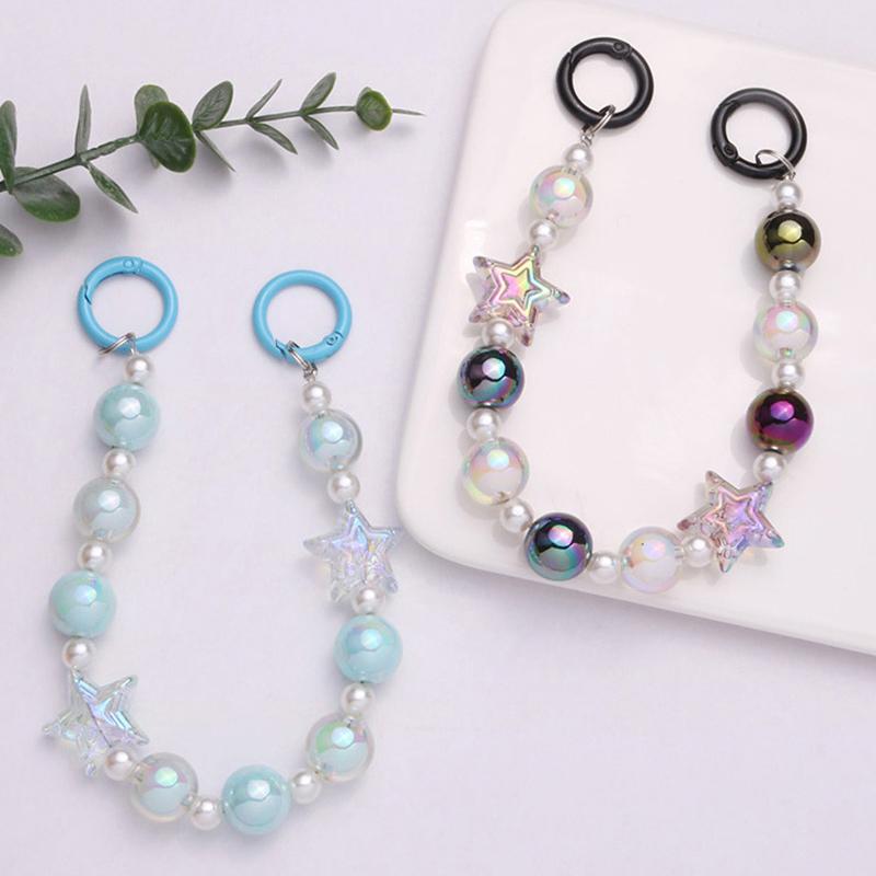 Creative Colorful Beaded Phone Chains Earphone Bag Pendant Ornaments Jewelry Toy