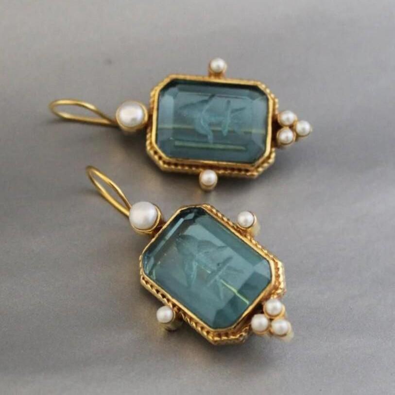 Elegant Retro Geometric Pendant Earrings For Women, Exquisite Pendant Perforated Earrings, Wedding Jewelry Gifts