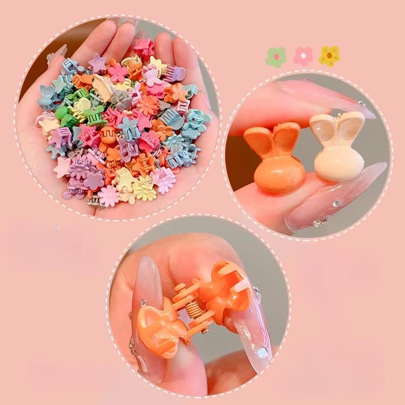 174----50pcs Minimalist Solid Hair Claw Mini Cute  Clip Cartoon Headwear Non Slip Hair Styling Accessories