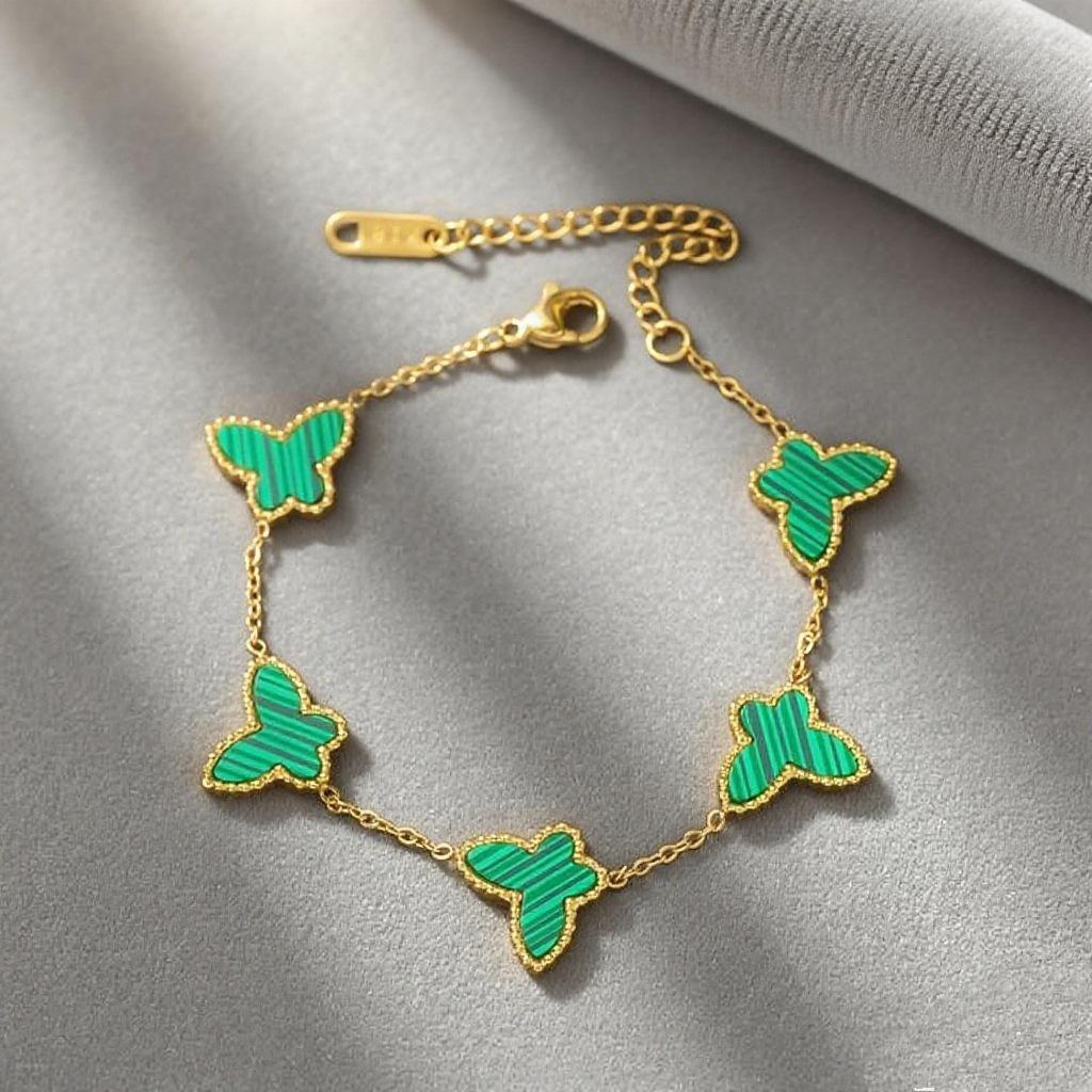 Korean Style Titanium Steel Butterfly Bracelet with Colorful Petal Elements