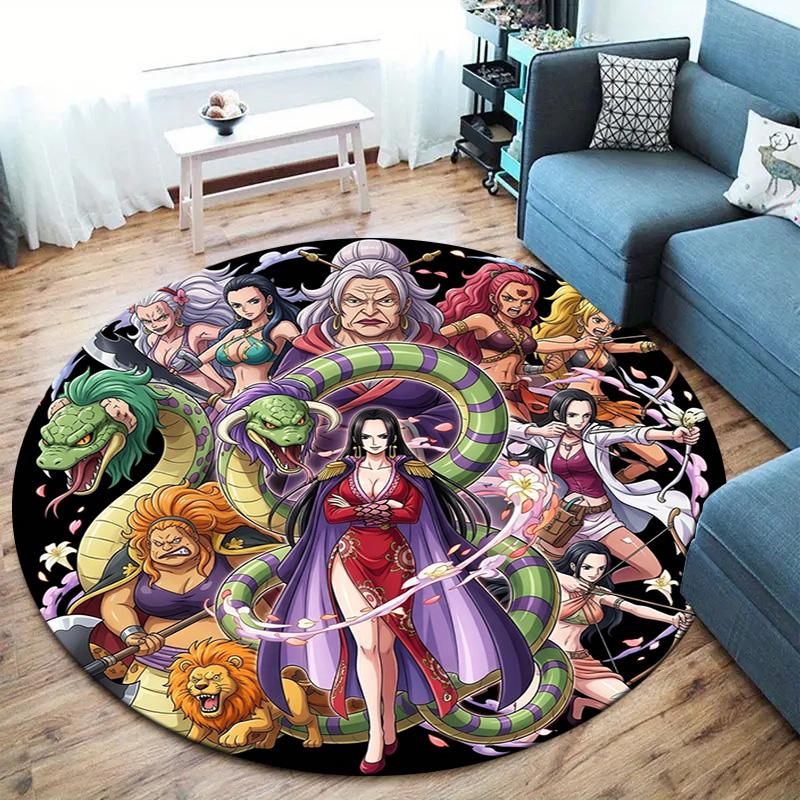 One Piece Poster Round Area Rug Carpet Rug For Living Room Bedroom Sofa Playroom Decor Nonslip Floor Mat