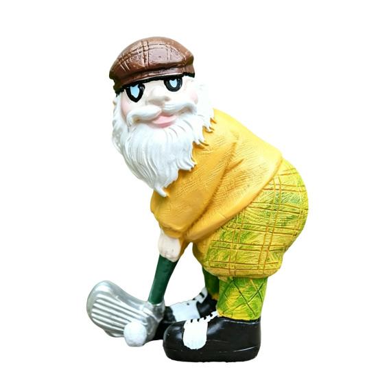 Golfing Gnome Statue Decorative Garden Ornaments with Fine Carving Dwarf