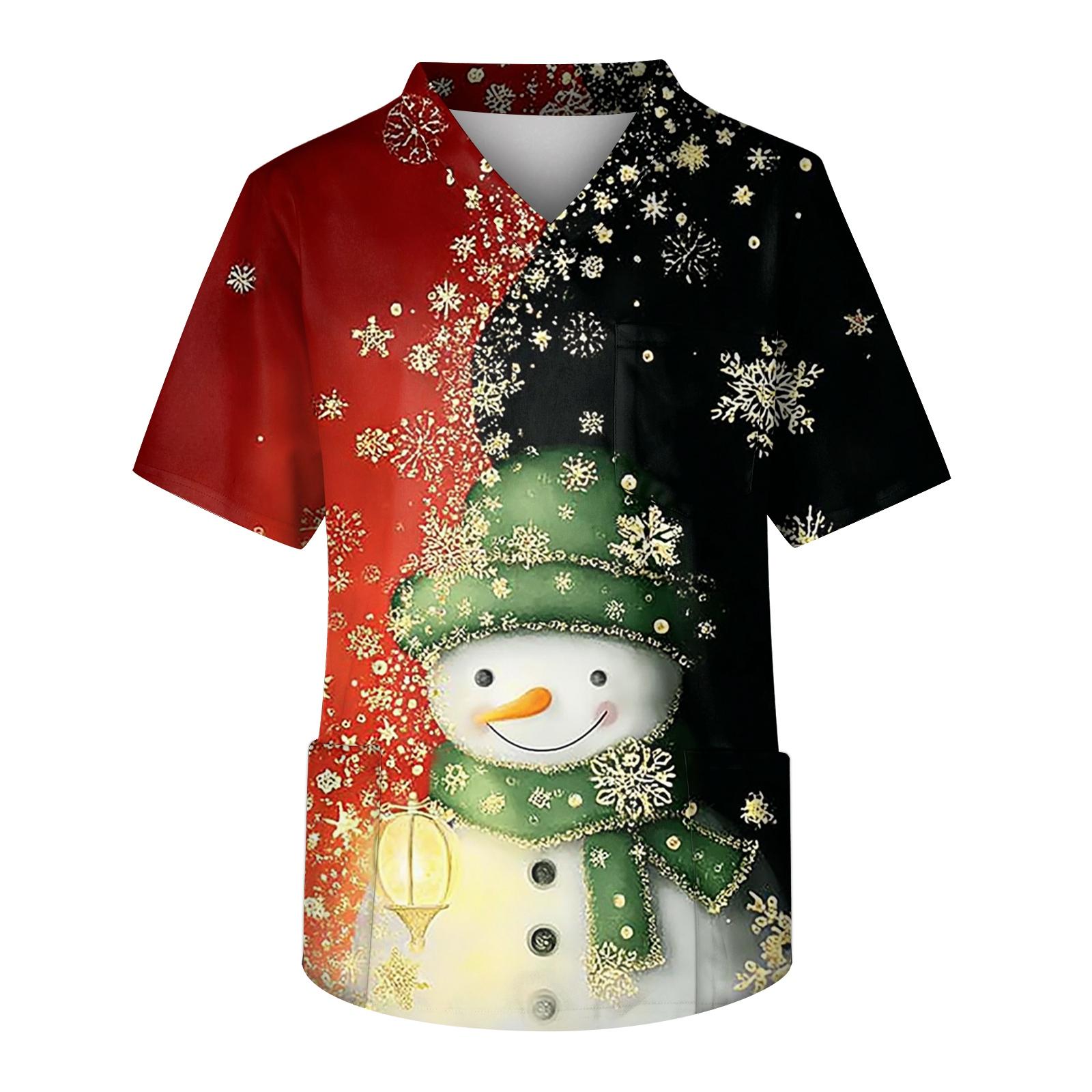 

Мужская рабочая блузка с короткими рукавами и v-образным вырезом с принтом, топ с нагрудным карманом L чёрный