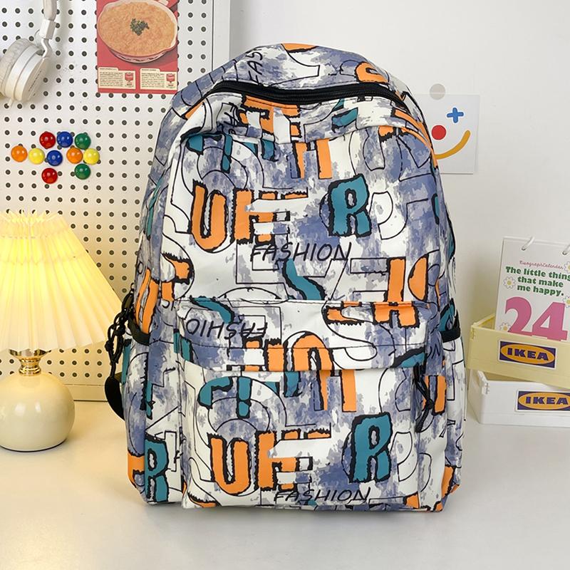 Women Large Capacity Backpack Men's Graffiti Print Backpack Student Schoolbag