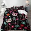 Gothic Skull Flower Three-Piece Digital Printing Bedding