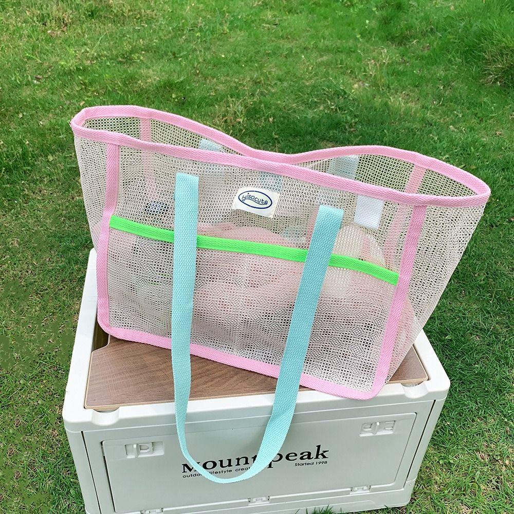 Handbag Clothes Storage Bag Fresh Color Hanging Shower Organizer Simple Mesh Toiletry Bag  Wash Bag