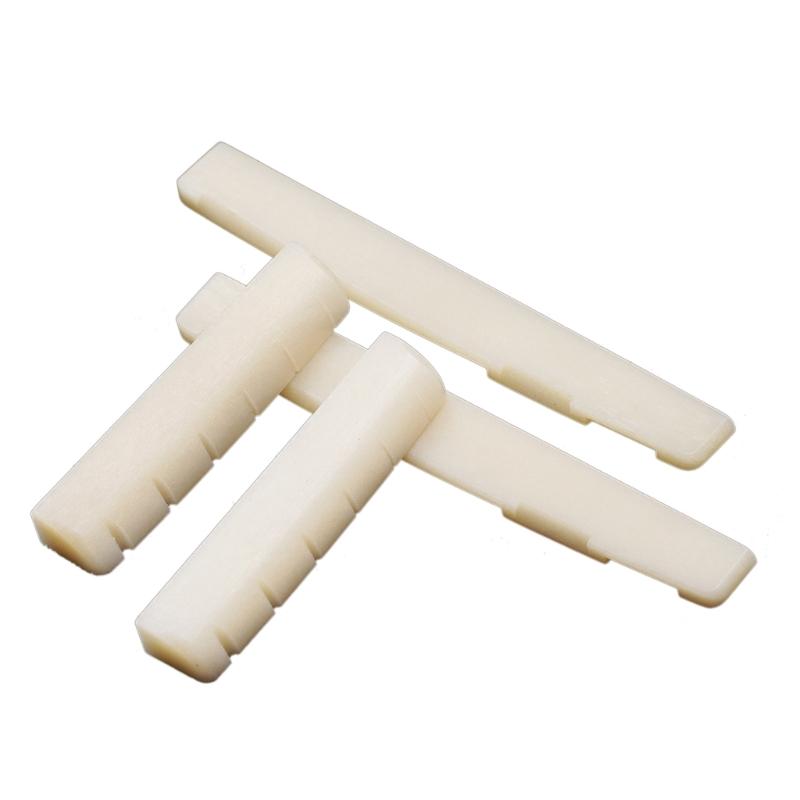 Bone Bridge Saddle and Nut, Set of 6 String Guitar Saddle and Nut, Guitar Replacement Part for Acoustic and Folk Guitar