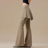 Women's Plus Size High Waist Shark Two-Piece Look Flare Pants - Spring/Autumn Fitness & Pilates Style