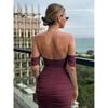 Spot new off-shoulder corset pleated medium and long dress