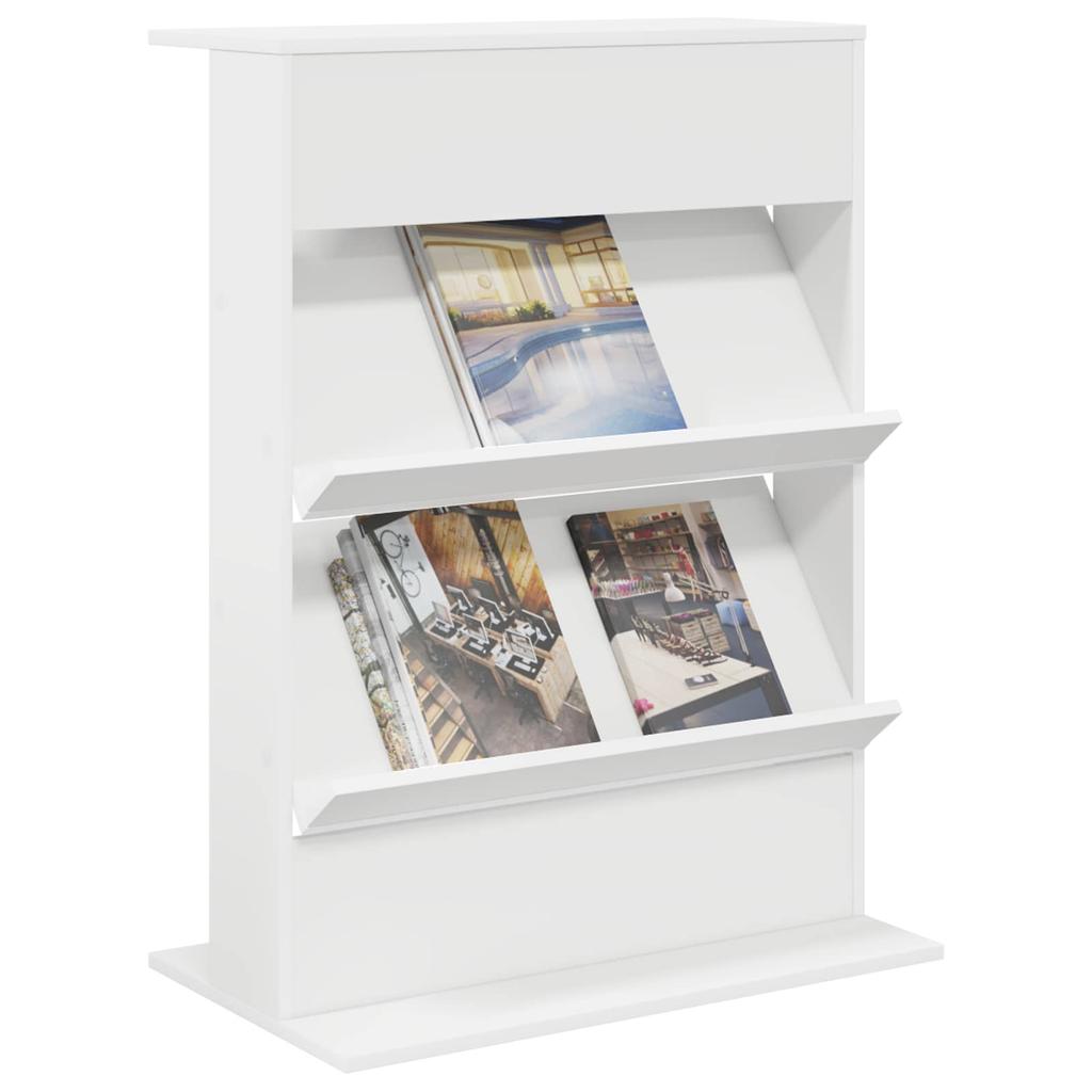 Magazine Shelf with Shelves White 70 x 41 x 96 cm Engineered Wood
