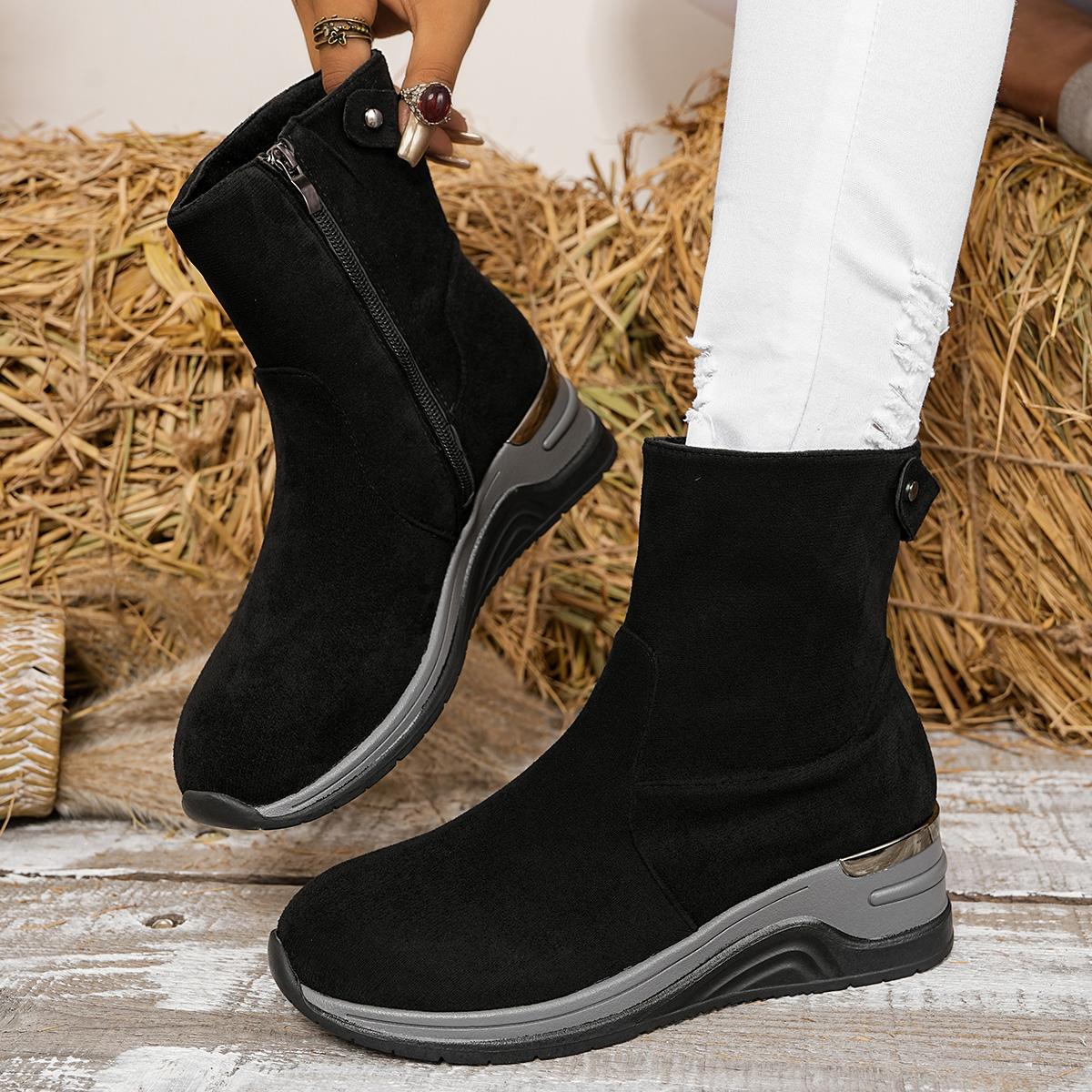 

Plus Size New Women Ankle Boots High Top Casual Sports European Style Flat Boots Women Fashion Outdoor Comfortable Women Shoes 36 чёрный
